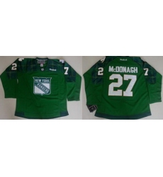 Rangers #27 Ryan McDonagh Green St  Patricks Day New Stitched NHL Jersey