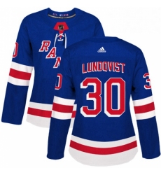 Womens Adidas New York Rangers 30 Henrik Lundqvist Premier Royal Blue Home NHL Jersey 