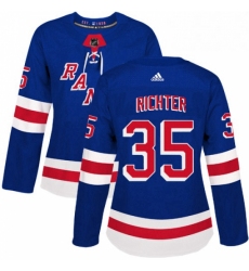 Womens Adidas New York Rangers 35 Mike Richter Premier Royal Blue Home NHL Jersey 