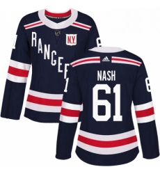 Womens Adidas New York Rangers 61 Rick Nash Authentic Navy Blue 2018 Winter Classic NHL Jersey 