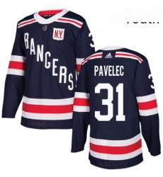 Youth Adidas New York Rangers 31 Ondrej Pavelec Authentic Navy Blue 2018 Winter Classic NHL Jersey 