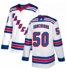 Youth Adidas New York Rangers 50 Lias Andersson Authentic White Away NHL Jersey 