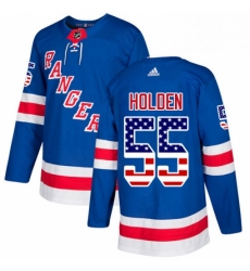 Youth Adidas New York Rangers 55 Nick Holden Authentic Royal Blue USA Flag Fashion NHL Jersey 