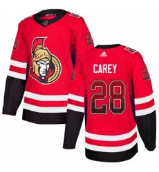 Mens Adidas Ottawa Senators 28 Paul Carey Authentic Red Drift Fashion NHL Jersey 