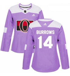 Womens Adidas Ottawa Senators 14 Alexandre Burrows Authentic Purple Fights Cancer Practice NHL Jersey 