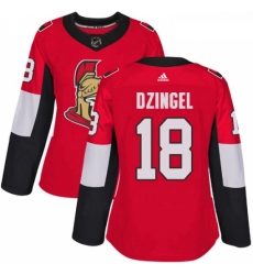 Womens Adidas Ottawa Senators 18 Ryan Dzingel Authentic Red Home NHL Jersey 