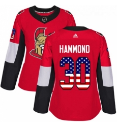 Womens Adidas Ottawa Senators 30 Andrew Hammond Authentic Red USA Flag Fashion NHL Jersey 