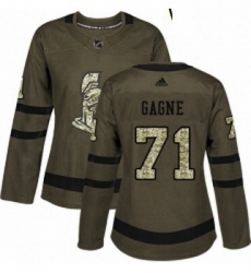 Womens Adidas Ottawa Senators 71 Gabriel Gagne Authentic Green Salute to Service NHL Jersey 