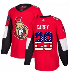 Youth Adidas Ottawa Senators 28 Paul Carey Authentic Red USA Flag Fashion NHL Jersey 