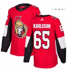 Youth Adidas Ottawa Senators 65 Erik Karlsson Authentic Red Home NHL Jersey 