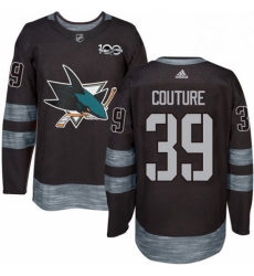 Mens Adidas San Jose Sharks 39 Logan Couture Authentic Black 1917 2017 100th Anniversary NHL Jersey 