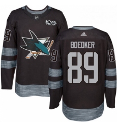 Mens Adidas San Jose Sharks 89 Mikkel Boedker Authentic Black 1917 2017 100th Anniversary NHL Jersey 