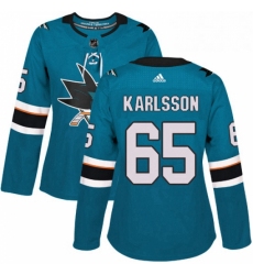 Womens Adidas San Jose Sharks 65 Erik Karlsson Premier Teal Green Home NHL Jersey 