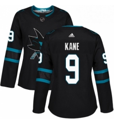 Womens Adidas San Jose Sharks 9 Evander Kane Premier Black Alternate NHL Jersey 