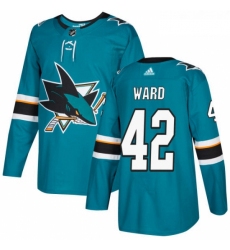 Youth Adidas San Jose Sharks 42 Joel Ward Premier Teal Green Home NHL Jersey 