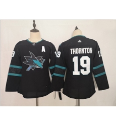 Youth Sharks 19 Joe Thornton Black Youth Adidas Jersey