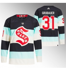 Men Seattle Kraken 31 Philipp Grubauer 2024 Deep Sea Blue Winter Classic Stitched Jersey