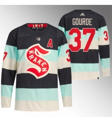 Men Seattle Kraken 37 Yanni Gourde 2024 Deep Sea Blue Winter Classic Stitched Jersey