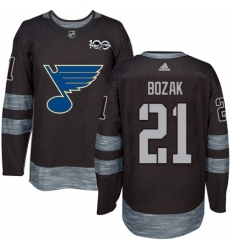 Mens Adidas St Louis Blues 21 Tyler Bozak Authentic Black 1917 2017 100th Anniversary NHL Jersey 