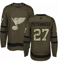 Mens Adidas St Louis Blues 27 Alex Pietrangelo Premier Green Salute to Service NHL Jersey 