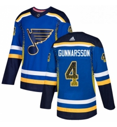 Mens Adidas St Louis Blues 4 Carl Gunnarsson Authentic Blue Drift Fashion NHL Jersey 