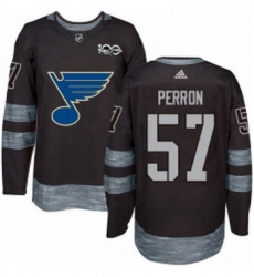 Mens Adidas St Louis Blues 57 David Perron Authentic Black 1917 2017 100th Anniversary NHL Jersey 