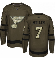 Mens Adidas St Louis Blues 7 Joe Mullen Premier Green Salute to Service NHL Jersey 