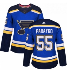 Womens Adidas St Louis Blues 55 Colton Parayko Premier Royal Blue Home NHL Jersey 