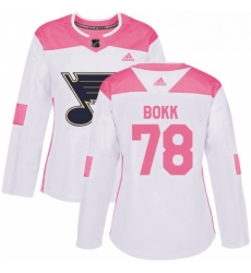 Womens Adidas St Louis Blues 78 Dominik Bokk Authentic White Pink Fashion NHL Jersey 