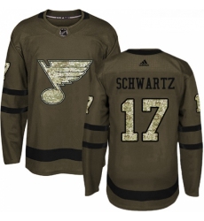 Youth Adidas St Louis Blues 17 Jaden Schwartz Authentic Green Salute to Service NHL Jersey 