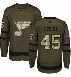 Youth Adidas St Louis Blues 45 Luke Opilka Authentic Green Salute to Service NHL Jersey 