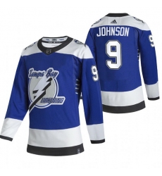 Men Tampa Bay Lightning 9 Tyler Johnson Blue Adidas 2020 21 Reverse Retro Alternate NHL Jersey