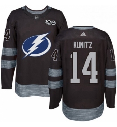 Mens Adidas Tampa Bay Lightning 14 Chris Kunitz Authentic Black 1917 2017 100th Anniversary NHL Jersey 