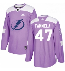 Mens Adidas Tampa Bay Lightning 47 Jonne Tammela Authentic Purple Fights Cancer Practice NHL Jersey 