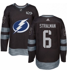 Mens Adidas Tampa Bay Lightning 6 Anton Stralman Authentic Black 1917 2017 100th Anniversary NHL Jersey 