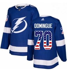 Mens Adidas Tampa Bay Lightning 70 Louis Domingue Authentic Blue USA Flag Fashion NHL Jersey 