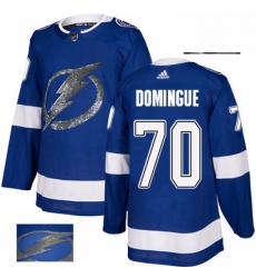 Mens Adidas Tampa Bay Lightning 70 Louis Domingue Authentic Royal Blue Fashion Gold NHL Jerse