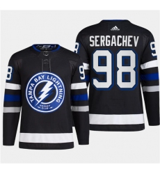 Men's Tampa Bay Lightning #98 Mikhail Sergachev Black 2024 Stadium Series Stitched Jersey