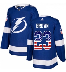 Youth Adidas Tampa Bay Lightning 23 JT Brown Authentic Blue USA Flag Fashion NHL Jersey 