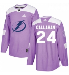 Youth Adidas Tampa Bay Lightning 24 Ryan Callahan Authentic Purple Fights Cancer Practice NHL Jersey 