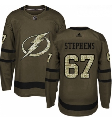 Youth Adidas Tampa Bay Lightning 67 Mitchell Stephens Authentic Green Salute to Service NHL Jersey 