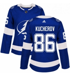 Womens Adidas Tampa Bay Lightning 86 Nikita Kucherov Authentic Royal Blue Home NHL Jersey 