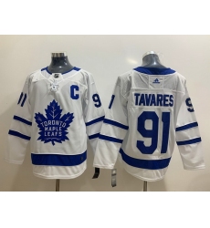 Men Toronto Maple Leafs 91 John Tavares White Adidas Jersey