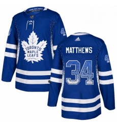 Mens Adidas Toronto Maple Leafs 34 Auston Matthews Authentic Blue Drift Fashion NHL Jersey 