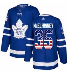 Mens Adidas Toronto Maple Leafs 35 Curtis McElhinney Authentic Royal Blue USA Flag Fashion NHL Jersey 