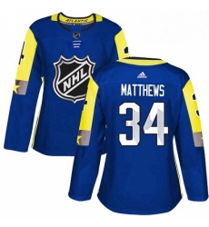 Womens Adidas Toronto Maple Leafs 34 Auston Matthews Authentic Royal Blue 2018 All Star Atlantic Division NHL Jersey 