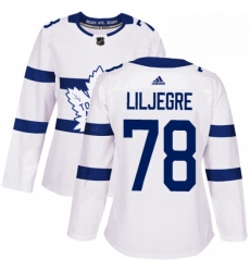 Womens Adidas Toronto Maple Leafs 78 Timothy Liljegren Authentic White 2018 Stadium Series NHL Jersey 