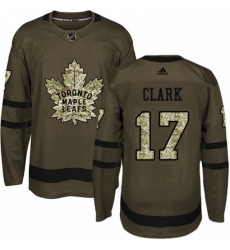 Youth Adidas Toronto Maple Leafs 17 Wendel Clark Authentic Green Salute to Service NHL Jersey 