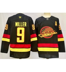 Men Vancouver Canucks 9 J T  Miller Black 2024 25 With A Patch Alternate Stitched Hockey Jersey