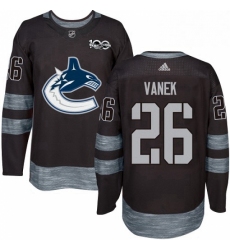 Mens Adidas Vancouver Canucks 26 Thomas Vanek Authentic Black 1917 2017 100th Anniversary NHL Jersey 